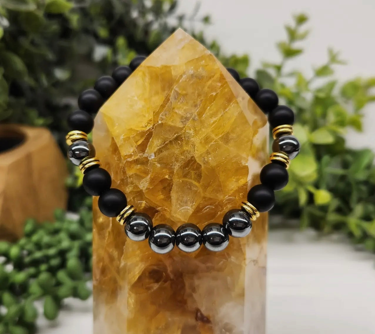 Grounding/Balance - Black Obsidian Matte + Hematite 8mm Bracelet