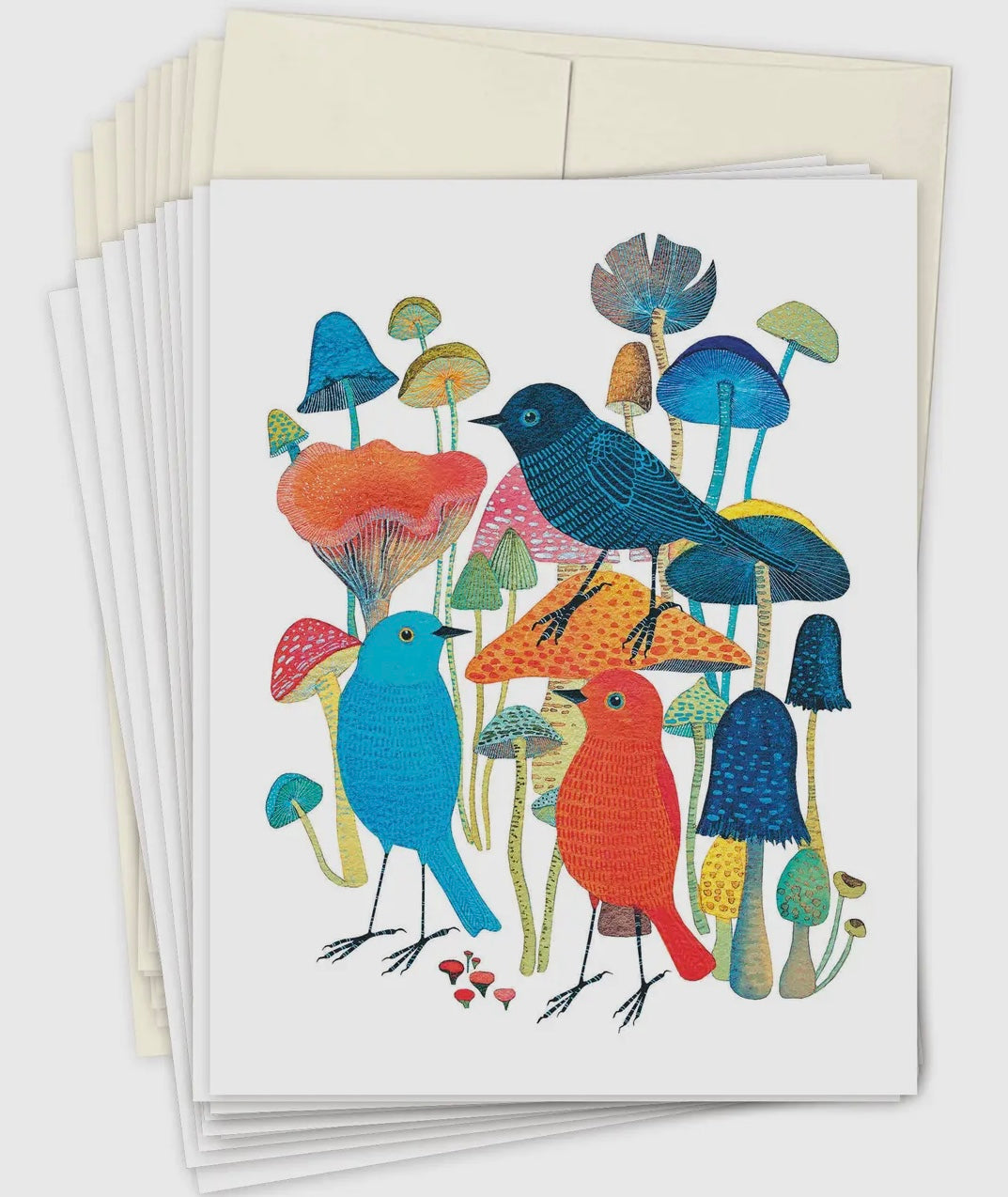 Birds & Mushrooms - Boxed Set of 10 Blank Notes & Envelopes