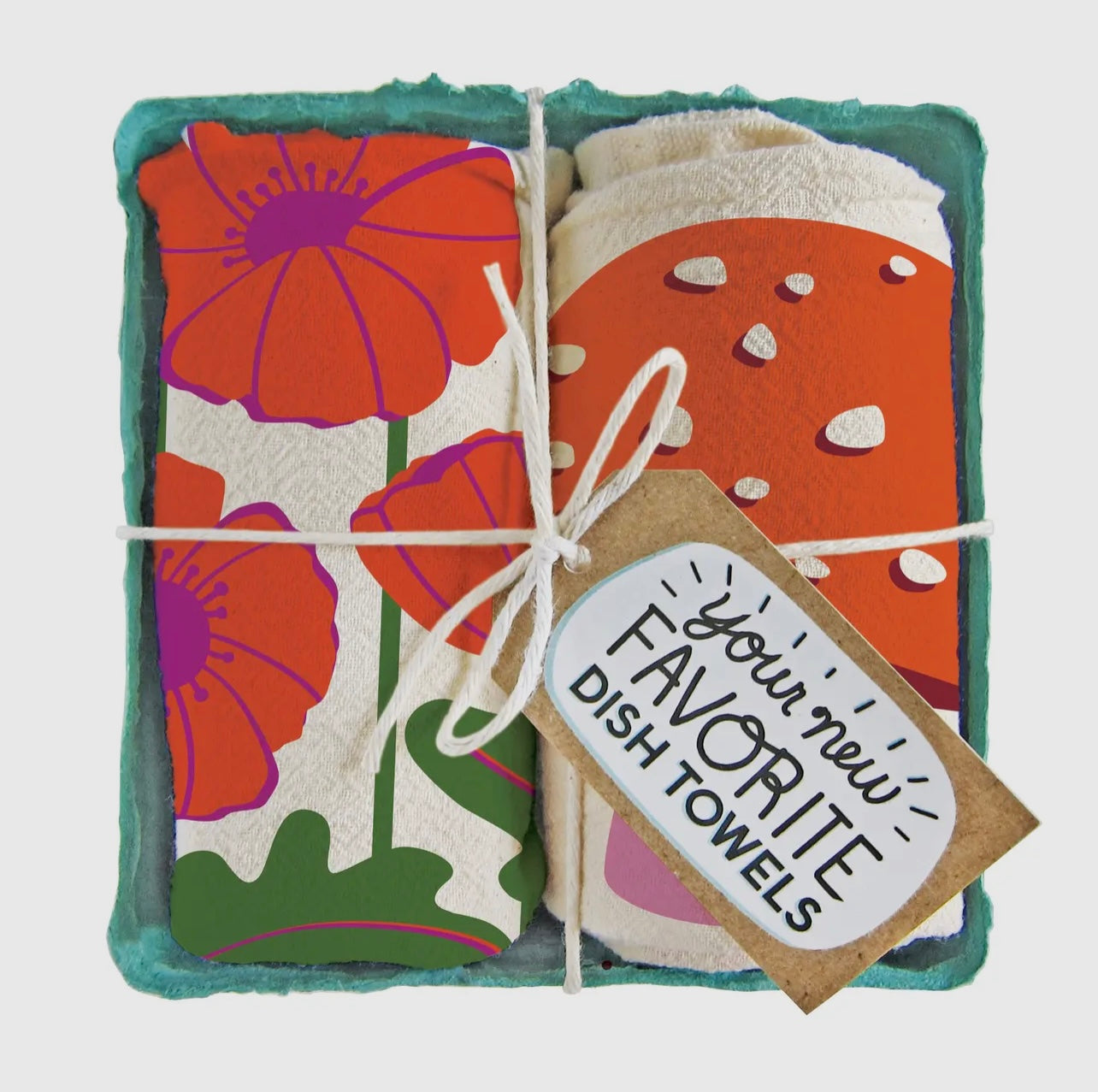 Field Day (Mushroom, Poppies) Tea Towels (Set of 2)