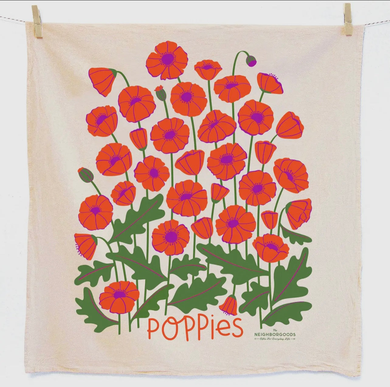 Field Day (Mushroom, Poppies) Tea Towels (Set of 2)