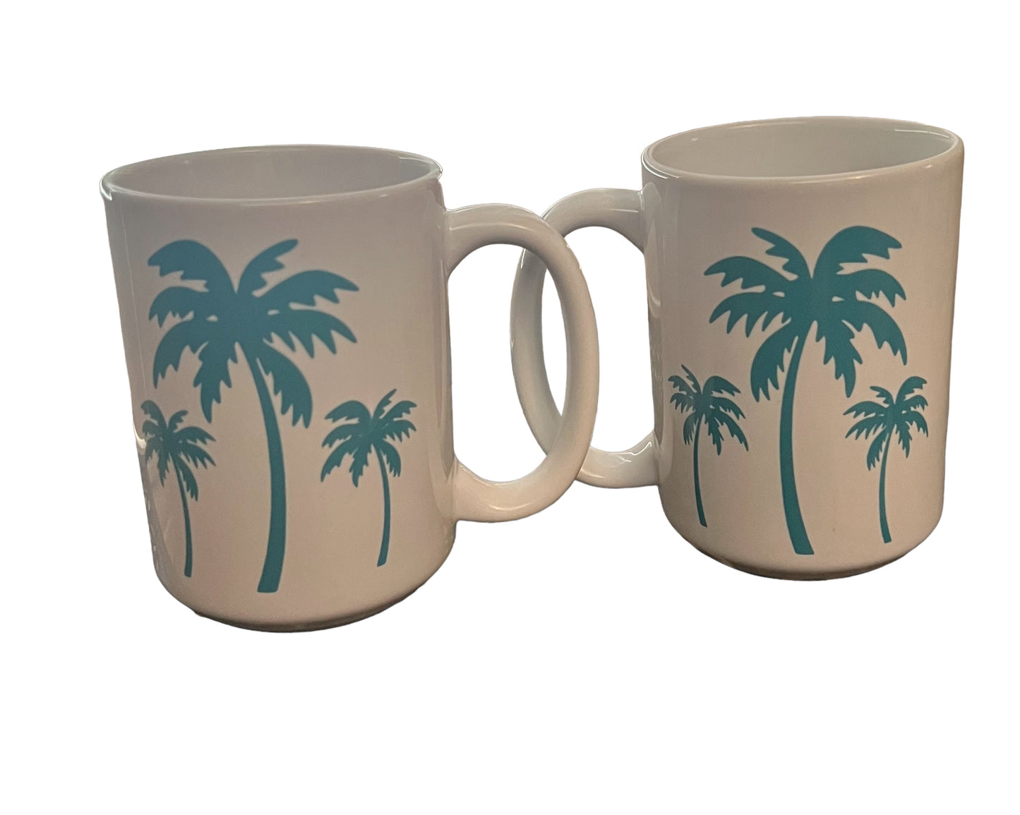 Set of Two 15 oz. Palm Trees Porcelain Mugs